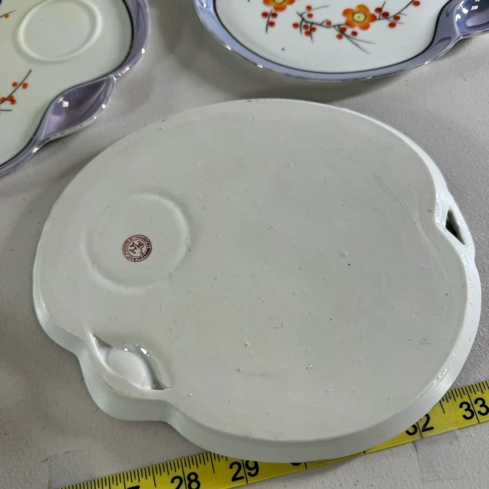 vintage Japanese porcelain plates SEIEI Co handpainted floral butterfly 5pc